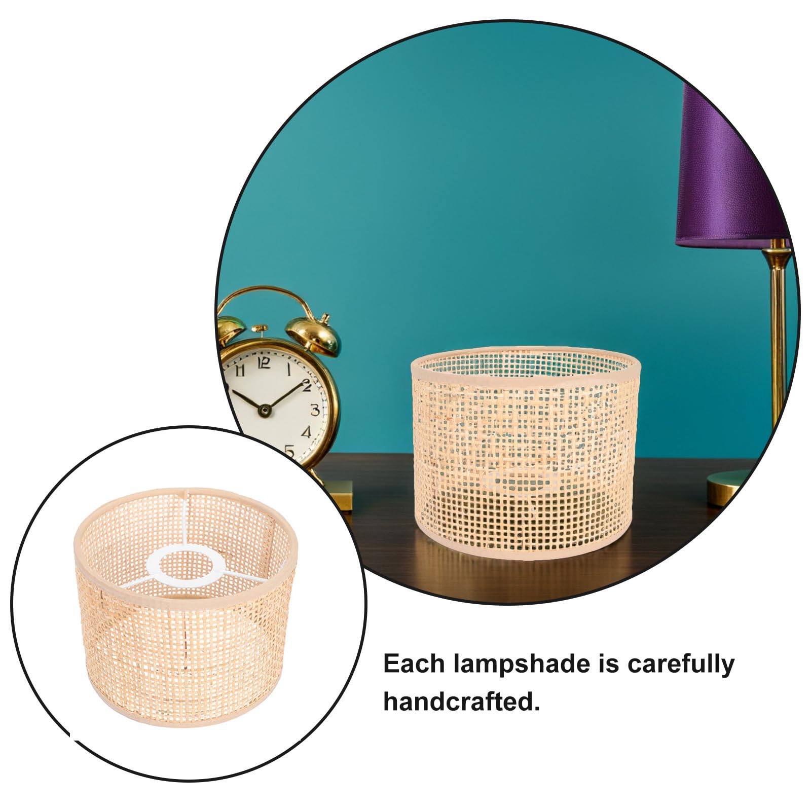 Housoutil Pantalla Decorativa de Bambú 2 Piezas para Lámpara Colgante Tejida Resistente y Ligera para Uso en Salón Dormitorio y Cafetería