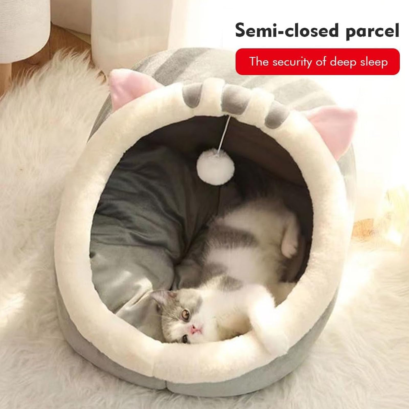 Tente d'hiver Chaude pour Chat Et Chien, Lits Épais pour Chiens Et Chats, Niche D'intérieur pour Chiens Et Chats, Tente pour Animaux De Compagnie, Grotte Chaude pour Chats,Vert,L