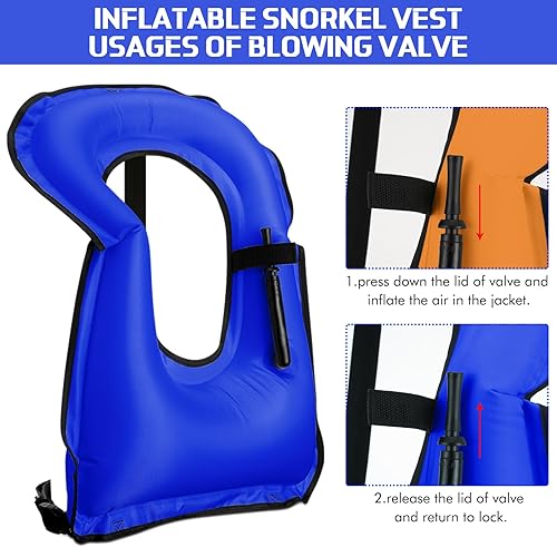 Miniatura 10 de Chaleco de esnórquel inflable para adultos, chaleco de natación portátil, chaquetas de kayak ajustables, chalecos de seguridad para esnórquel,
