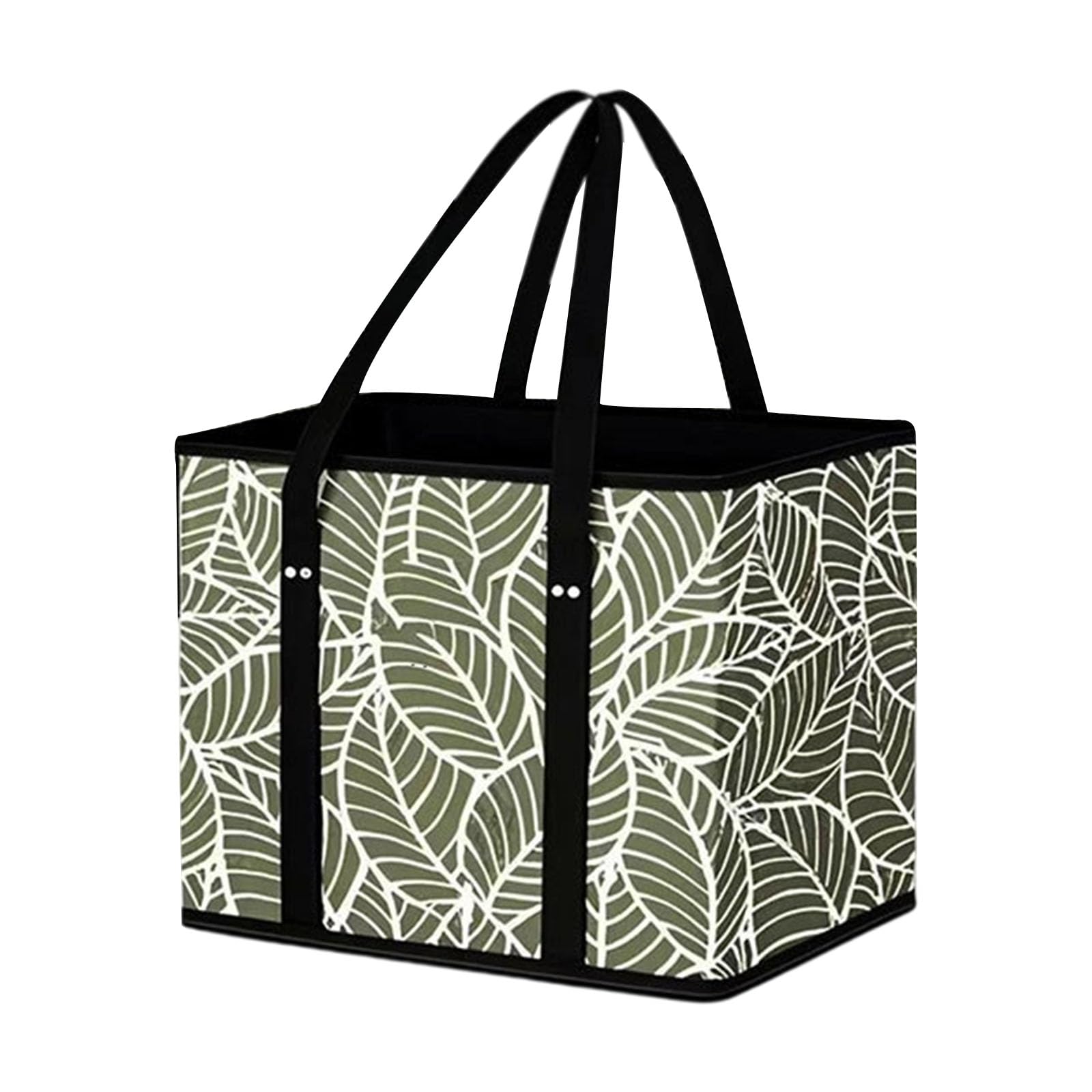 Foldable Grocery Bag with Reinforced Bottom Nonwoven Shopping Basket for Supermarket Hauling Outdoor Activities Nonwoven Storage Container