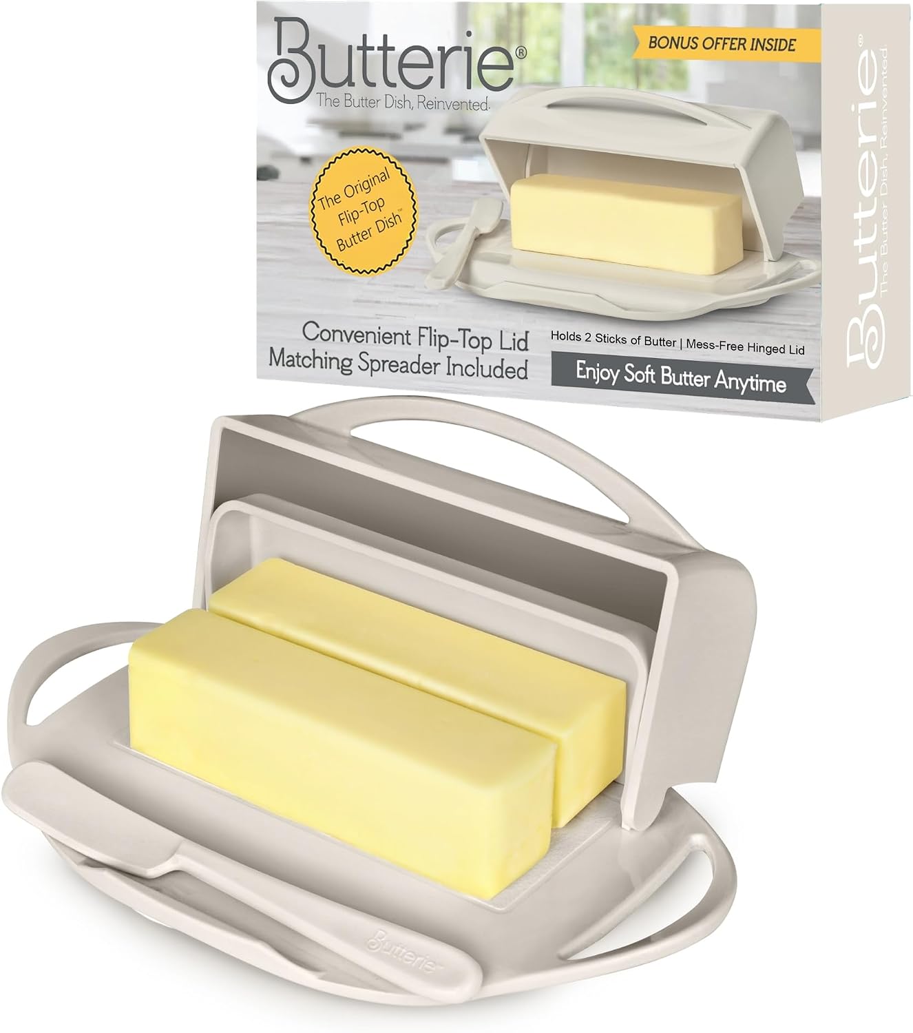 Butterie Flip Top Butter Dish, Ivory