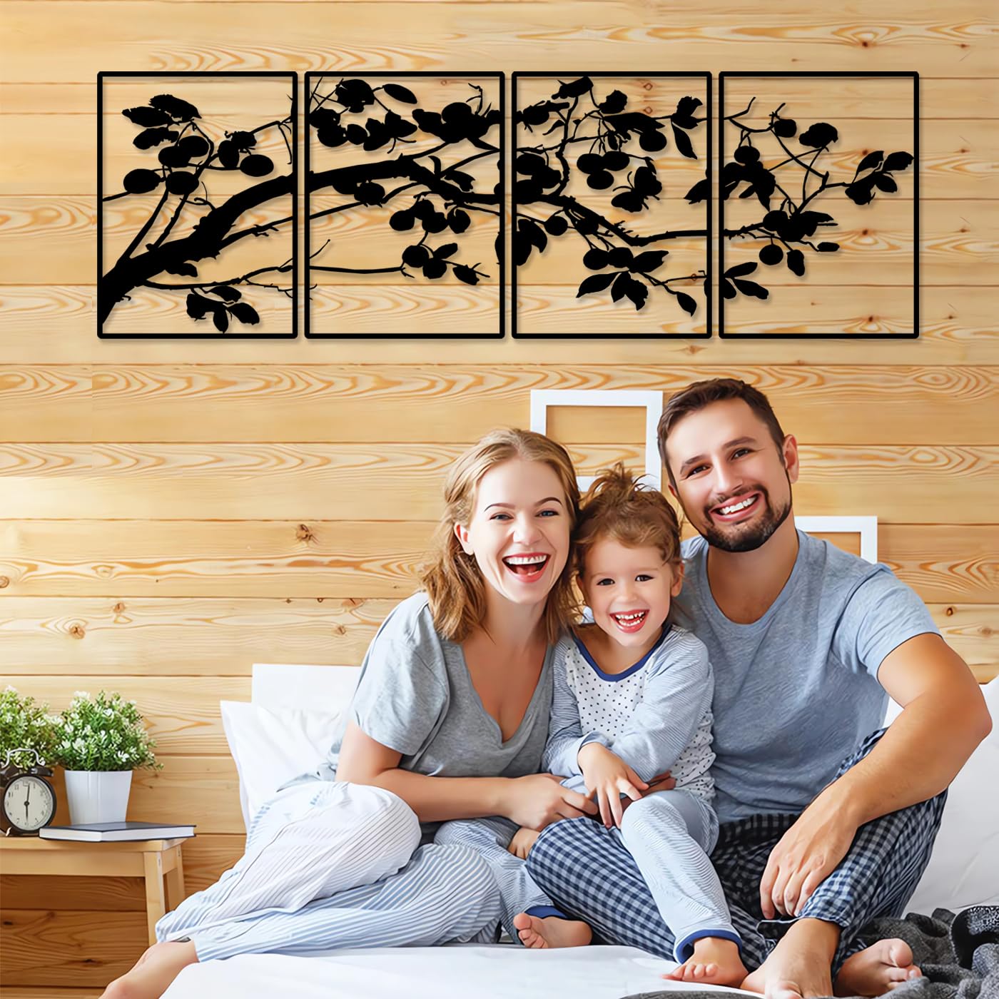Pduoduo Decorazione Artistica Da Parete Con Ramo Di Albero Nero, Moderna Scultura in Metallo, Confezione Da 4