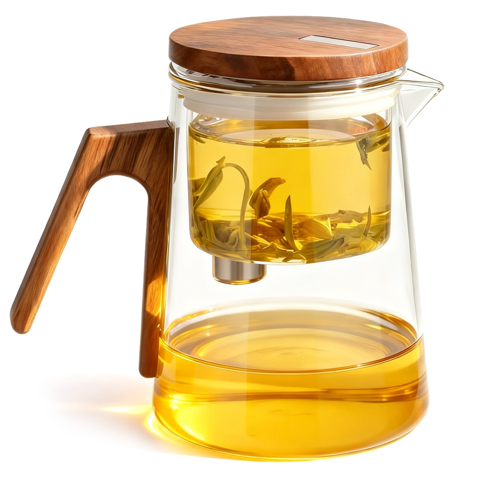 Teekanne Glas mit Sieb, 700ml Teezubereiter für Losen Tee mit Magnet Sauger-Deckel, Glass Teapot, Drücker-Teekanne, Teeliebhaber Geschenke, Hochborosilikatglas, Tea Maker für Zuhause und Büro