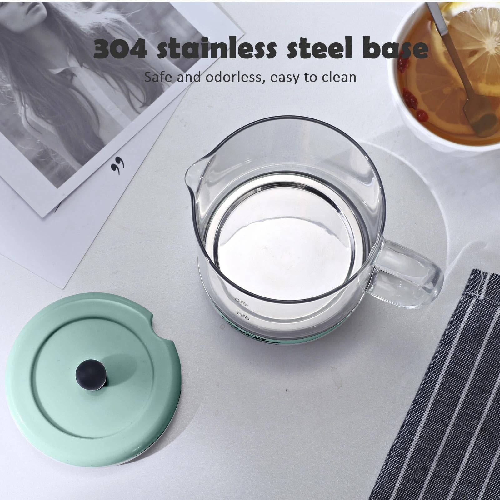 Mini Bouilloire en Verre 400ml, 400W, Bouilloire de Voyage 4-en-1