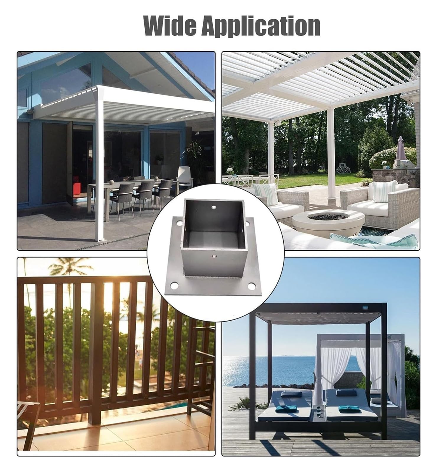 Podstawa słupka kwadratowego ze stali nierdzewnej | Wiele rozmiarów, 1/2/4 szt.: do skrzynki pocztowej na ogrodzeniu tarasowym Pergola(130x130 Mm(5x5 In),1 Pcs)