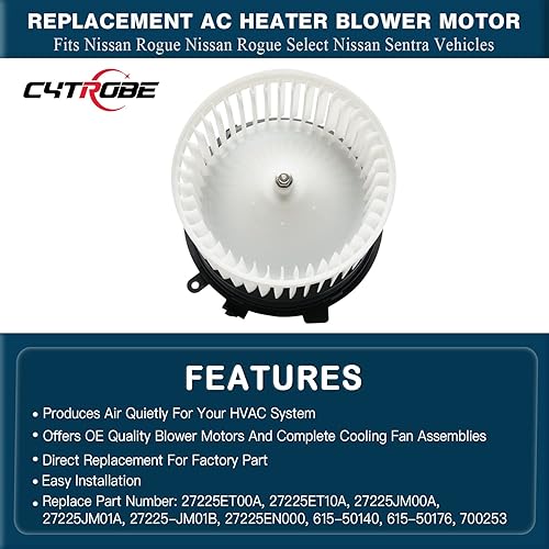 Miniatura 2 de Motor de soplador de calentador de CA HVAC compatible con Nissan Rogue 2008-2013 Nissan Rogue Select 2014-2015 Nissan Sentra 2007-2012 reemplaza