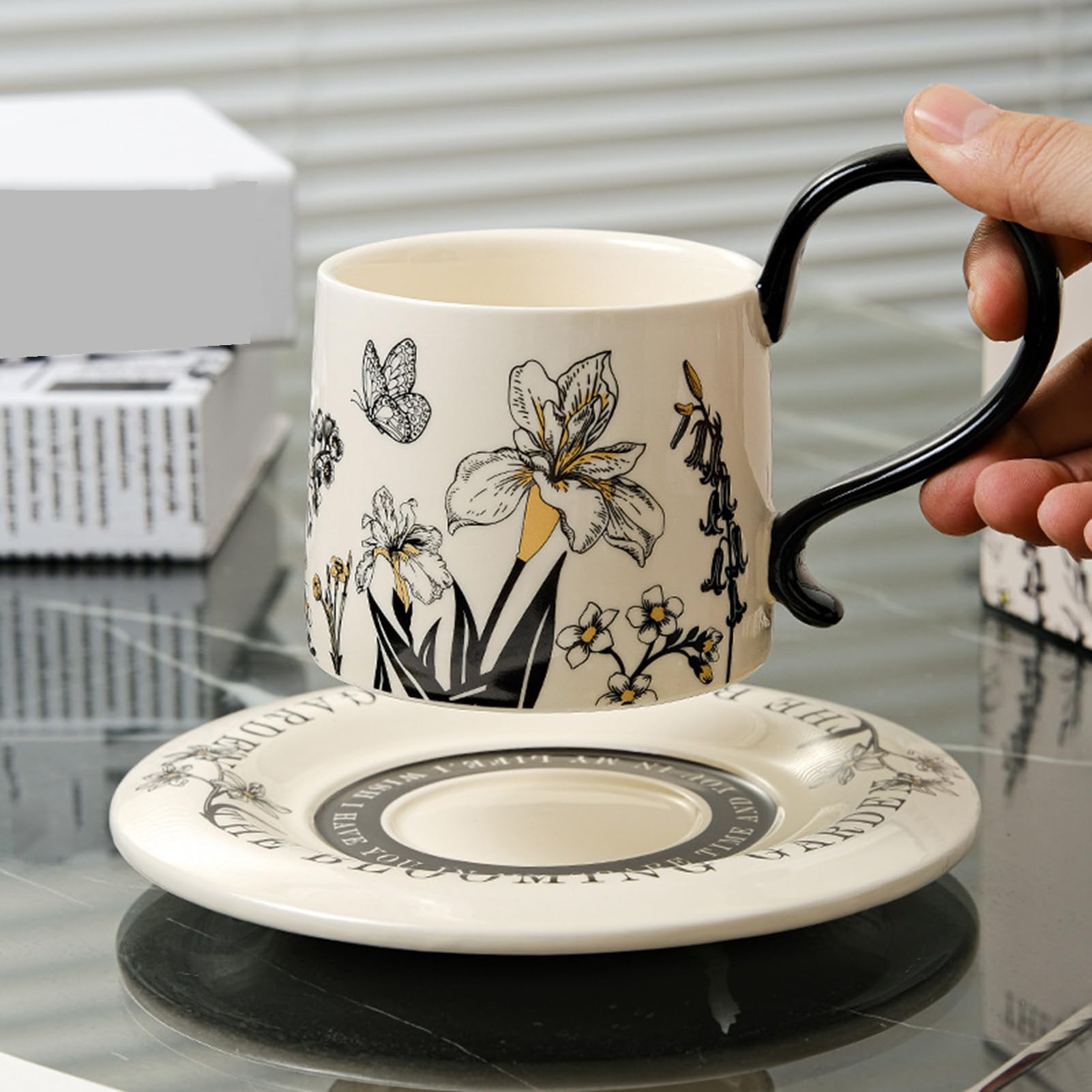 Generico Ceramiczny pojemnik na napoje 260 mililitrów, zestaw filiżanek do kawy | do mleka cappuccino sok restauracja kuchnia urodziny