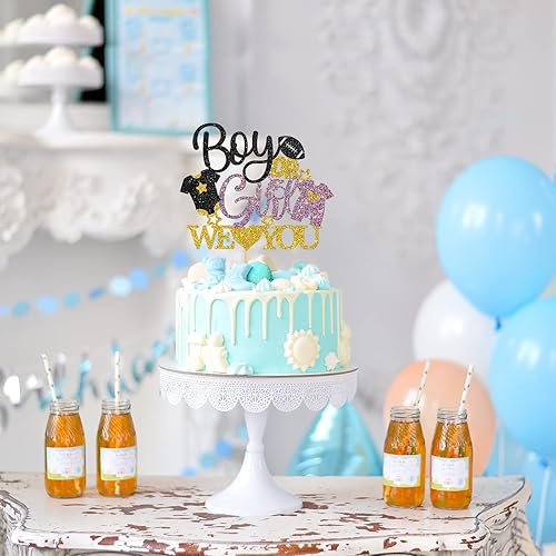 Miniatura 2 de Belrew Decoración para tartas con texto en inglés "Boy or Girl We Love You", decoración de pastel para niño o niña, suministros de fiesta de