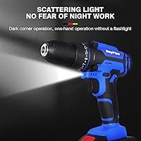 Vista 6 de Taladro inalámbrico de 21 V, ajuste de par de 25+1, luz LED, 2 velocidades variables, con batería de 1500 mAh y cargador, herramienta de bricolaje