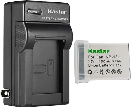 Kastar Paquete de 1 batería y cargador de pared CA de repuesto para Canon NB-13L NB13L NB-13LH, cargador Canon CB-2LH CB-2LHE CB-2LHT, Canon