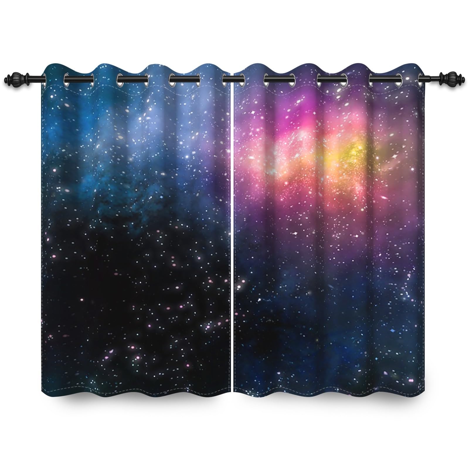 132x214cm Tenda con occhielli Galaxy per la camera dei bambini Spazio Nebulosa Sognante Cielo stellato Divisori termici Tende oscuranti per finestre Sala giochi Soggiorno,2 pannello