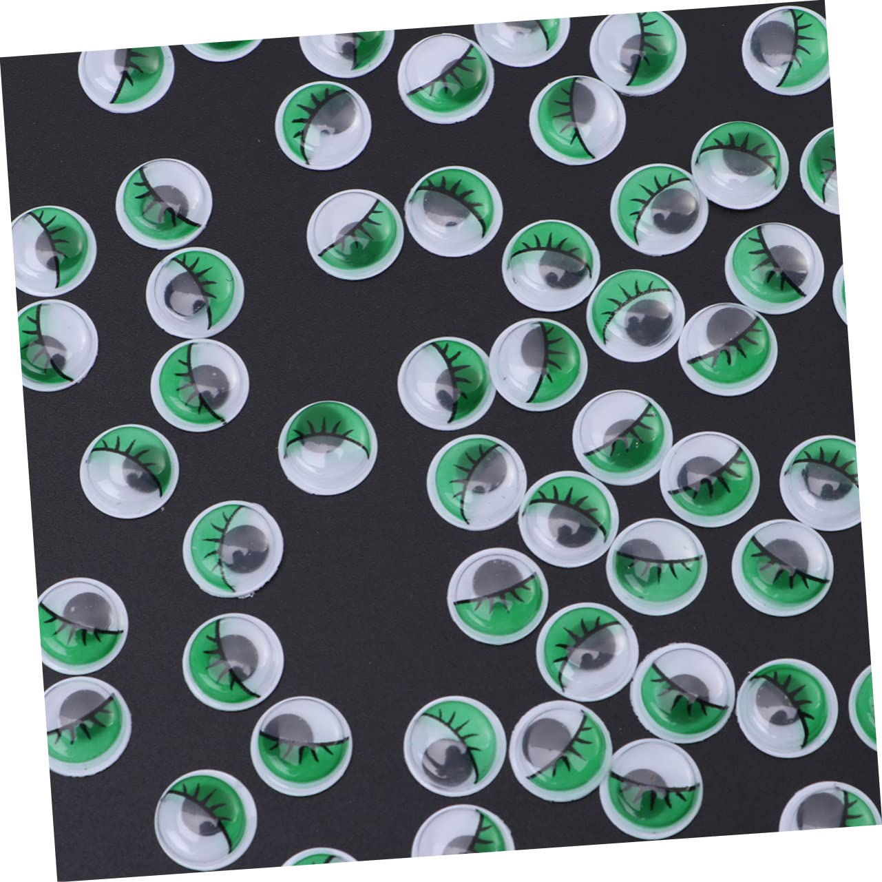 DIYEAH 100pcs Googly Eyes 10mm Eyelashes DIY Cartoon Eyes Eyelashes Craft Decor Toys Doll Making (Green), medium - Image 4