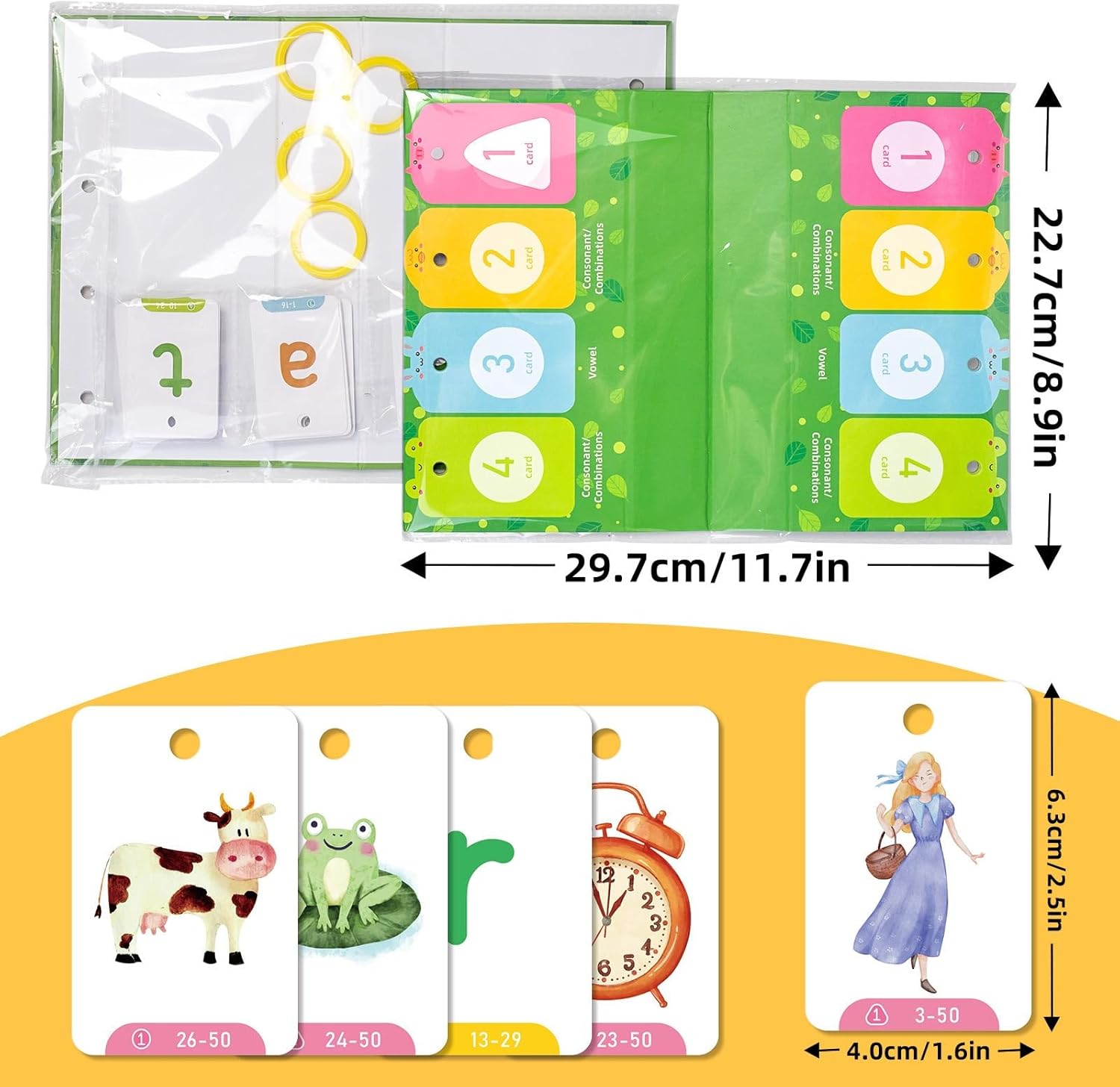 Lachilly CVC Word Flip Chart, 100 CVC Words Builder Game, Phonics Flash Cards, Sight Words Games Activity Educational Learning Tool for School Supplies, Special Education, Speech Therapy