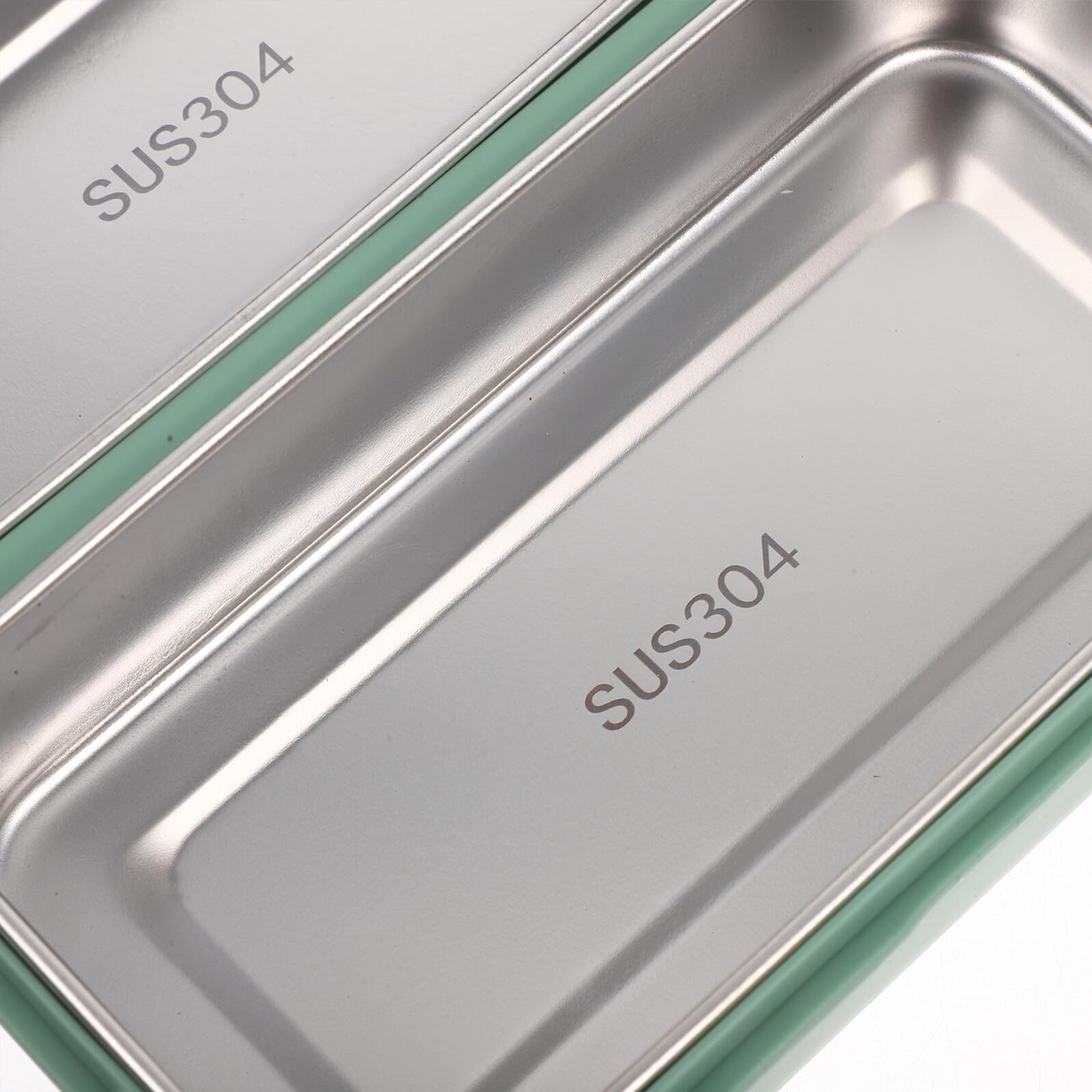 Boîte à Lunch Bento en Acier Inoxydable 1100ml, 2 Compartiments | Vert Clair, Étanche et Facile à Nettoyer, pour Repas Scolaires et Déjeuners au Bureau