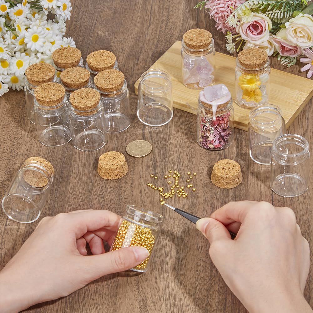 PH PandaHall 48pz Barattoli di Vetro con Tappi di Sughero 30ml Mini Bottiglie Piccoli Barattoli di Vetro per Regali Decorazioni per Feste Oli Essenziali Profumo Conservazione di Semi e Spezie