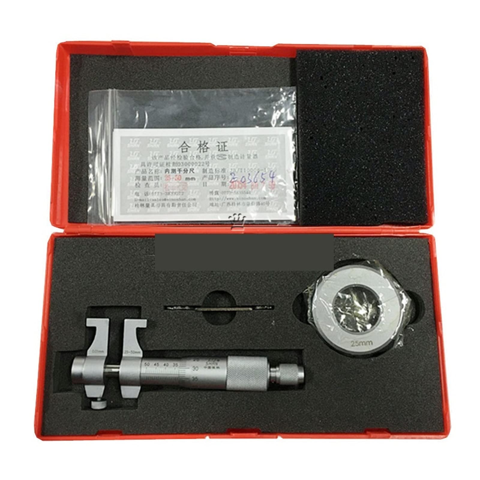Micrómetro, Micrómetros internos 25-50 mm/0.01 mm Métricos de carbón Ratchet Tornillo calibre Herramientas medición