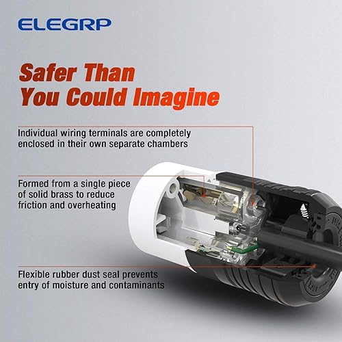 Miniatura 5 de ELEGRP NEMA L6-20P y NEMA L6-20R - Enchufe y conector de bloqueo, enchufe de bloqueo giratorio del generador, 20 amperios, 250 V, 2 polos, conexión