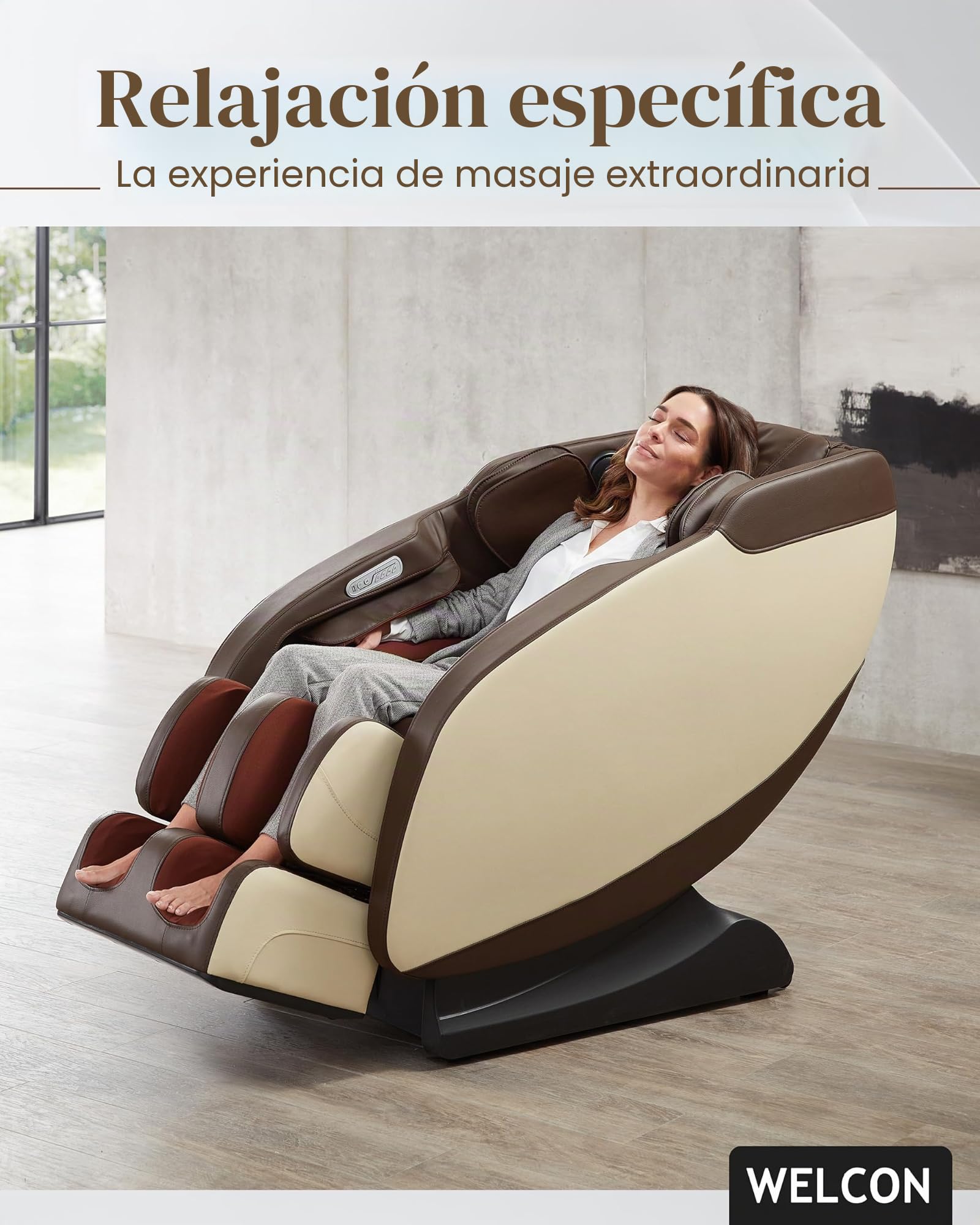 WELCON sillón de Masaje de Lujo | sillón de Masaje shiatsu marrón/Beige Prestige II