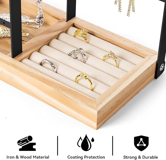 DreamGenius Jewelry Organizer Stand with 132 Holes for Earrings, Black