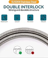 Vista 5 de Manguera de ducha flexible de acero inoxidable de 39 pulgadas, conectores de latón, duradera y flexible