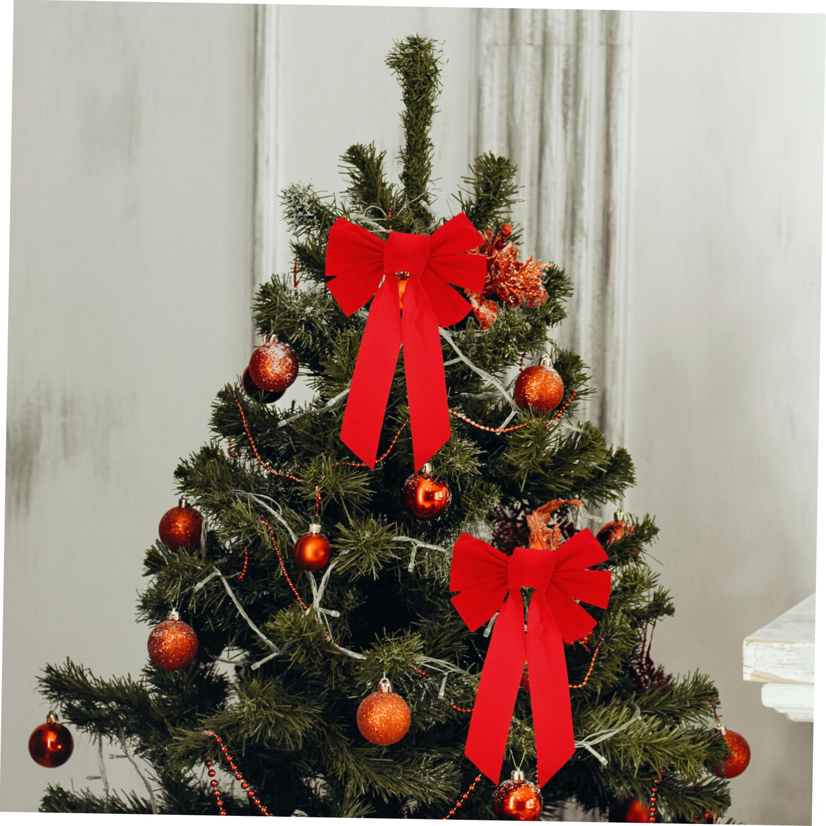 4 Piezas de Navidad Unidades Moños Decorativos para Árbol Navideño Adornos Festivos para Guirnaldas Escaleras y Regalos