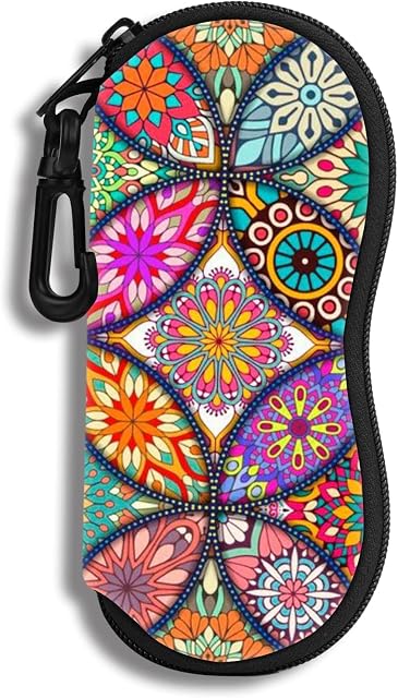 Hion Eyeglass Case Sunglasses Soft Pouch with Belt Clip Ultra Light Neoprene Zipper Eyeglass Case Printed Sunglass Bag for Stylish Portable Travel Glasses Casefor Men & Women