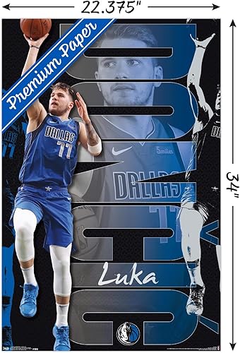 Miniatura 3 de Trends International NBA Dallas Mavericks - Póster de pared de Luka Doncic 19, 22.375 x 34 pulgadas, paquete de póster y montaje prémium