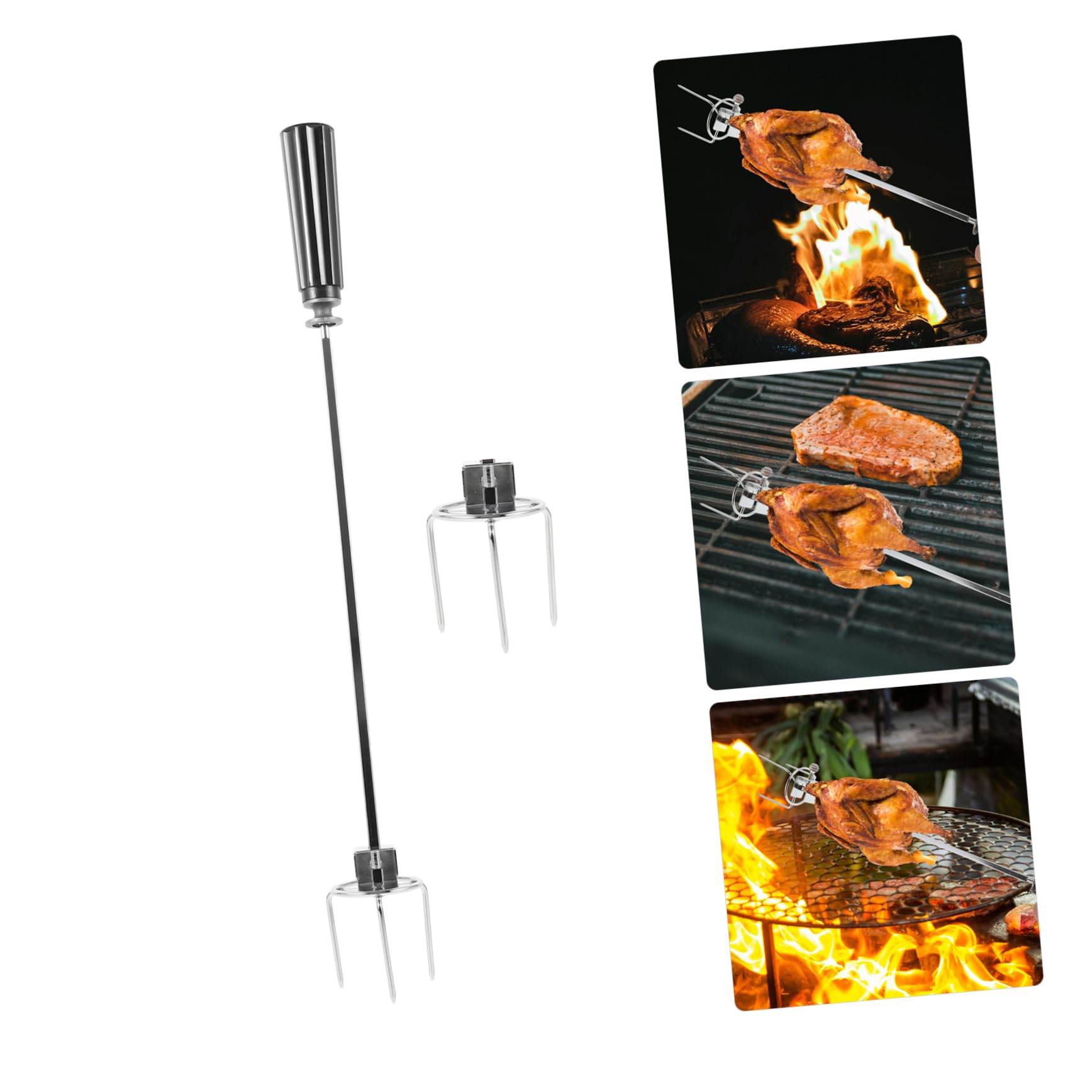 Hemobllo 3 Set forchetta da barbecue rosticceria forchetta per grigliare la carne di grandi dimensioni forchette alla griglia fatte in casa accessorio forno Acciaio inossidabile Argento
