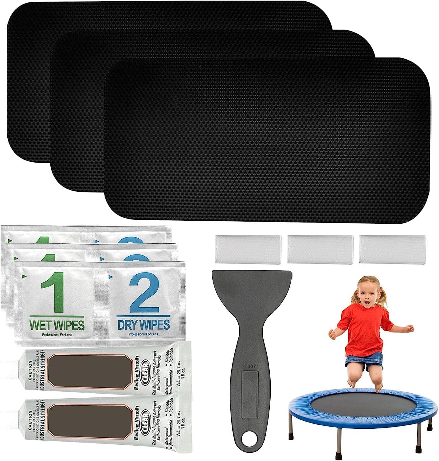 Trampoline Patch Repair Kit, Rectangle On Patches, 8"X 4" Durable Repair Trampoline Mat Tear or Hole