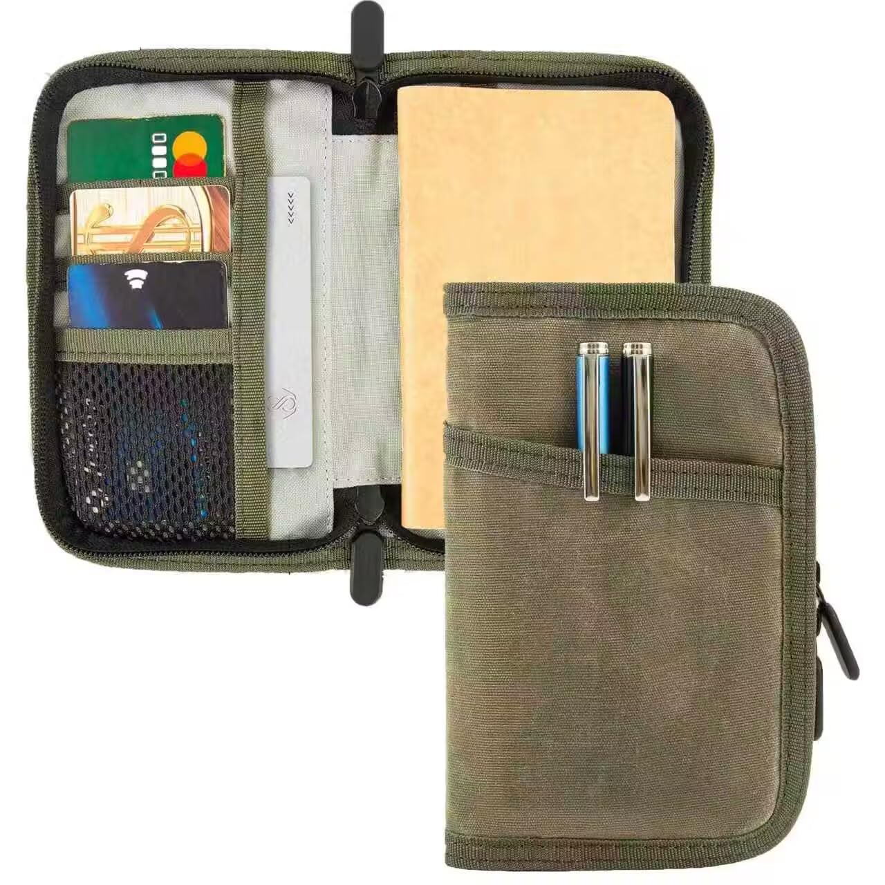 Baizoy Field Notes Notebooks Cover for 3.5 X 5.5 Inch Pocket Notebook Covers With Zipper Pen Holder,Water Resistant Journal Notebook Planner, Classy