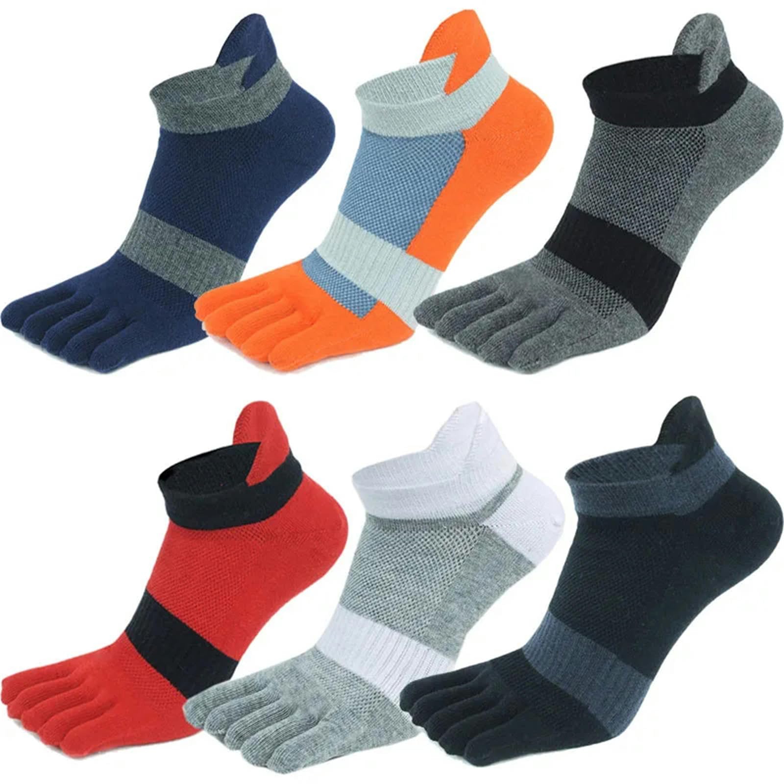 Calzini 5 Coppie Calzini da Uomo A Cinque Dita Grandi Calze da Mash di Cotone A Maglia Corta Traspirante-5 Coppie Grigio Scuro-Io 43-47