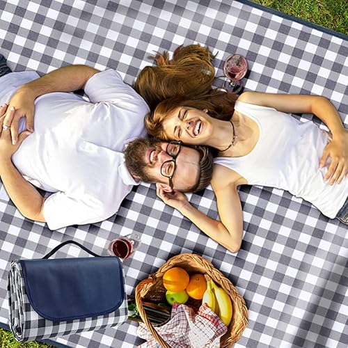 Miniatura 9 de Manta de picnic extragrande para playa, 80 x 60 pulgadas, impermeable, a prueba de arena, plegable, portátil para acampar al aire libre, senderismo,