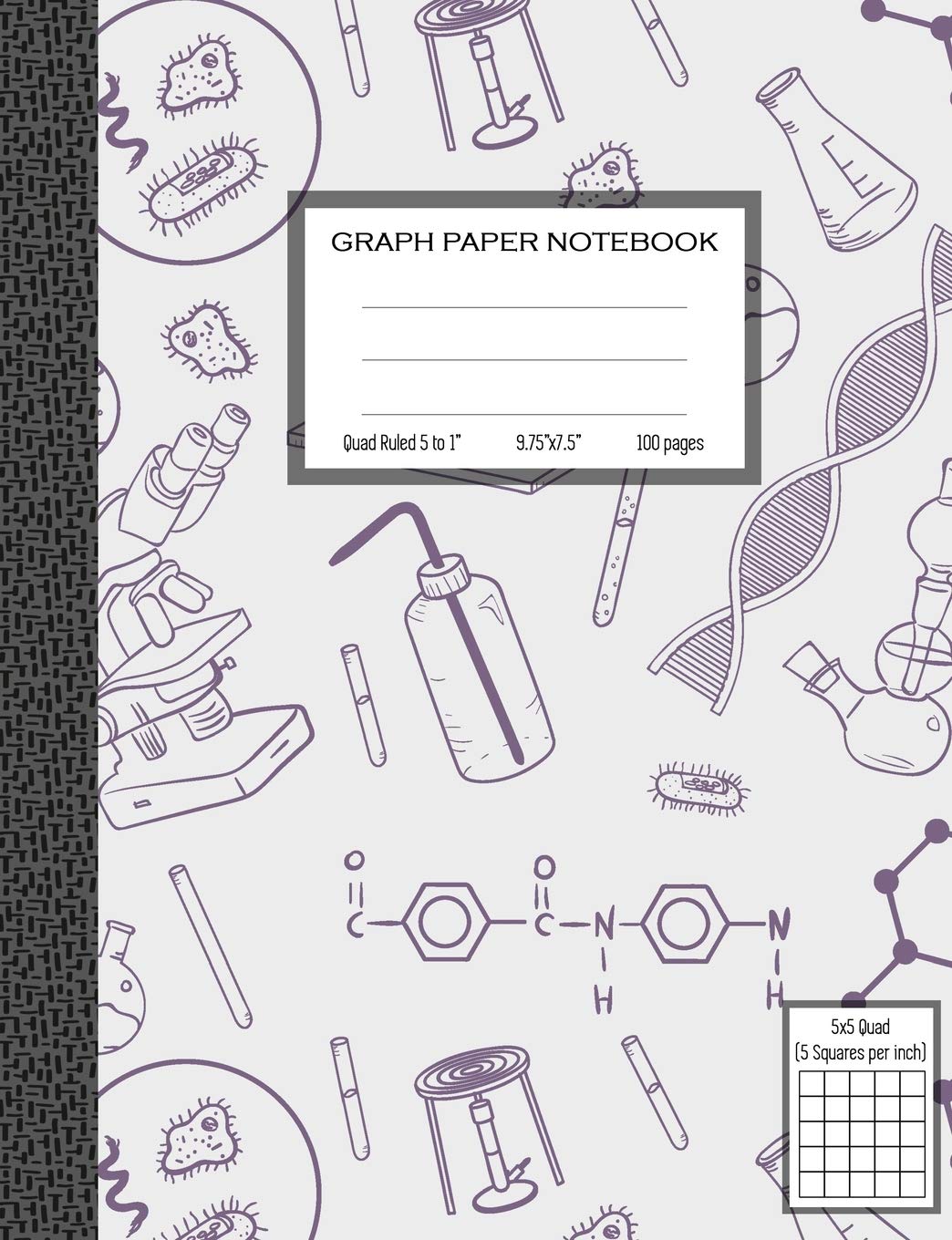 Graph Paper Notebook, 5 Squares Per Inch: Quad Ruled Composition Book Perfect for Science Class