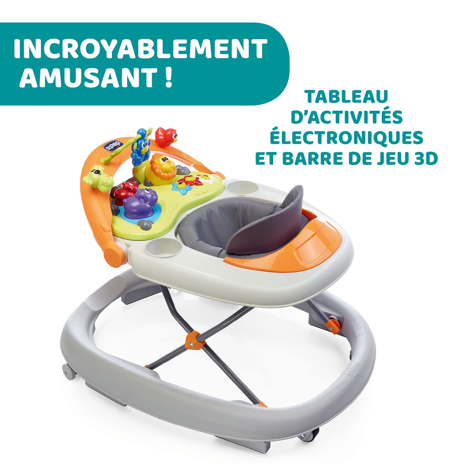 Chicco Trott Gym Trotteur Bébé Musical 2en1 - Pousseur Premiers Pas Avec Centre D'Activités (Rose)