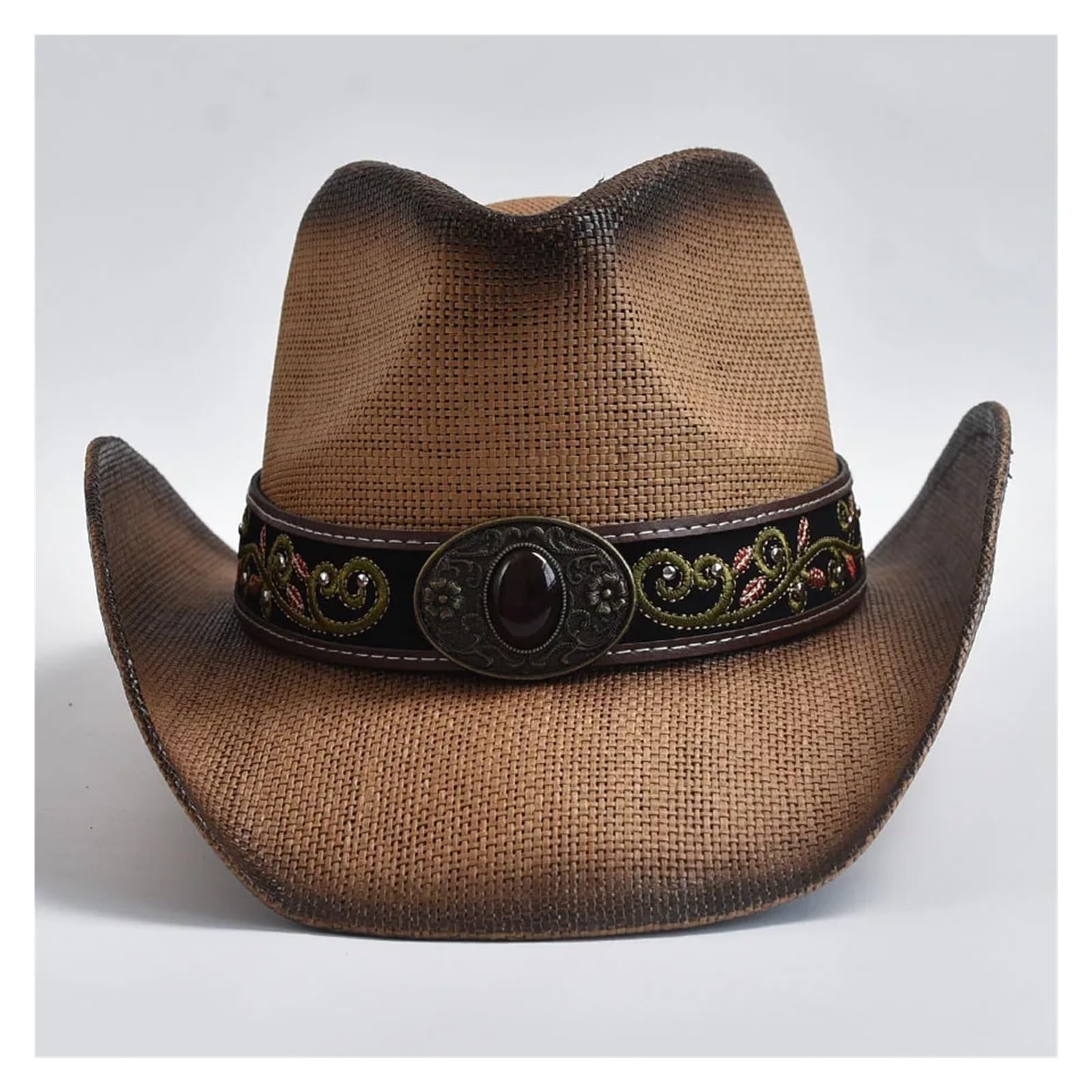 Cappello Cowboy Cappello da Cowboy Vintage con Bordo Arricciato, Stile Western, in Paglia, for Uomo e Donna, Estivo