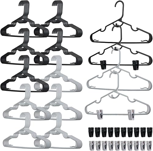 Paquete de 50 perchas de plástico con clips para adultos, perchas delgadas apilables para ahorrar espacio, perchas estándar para ropa