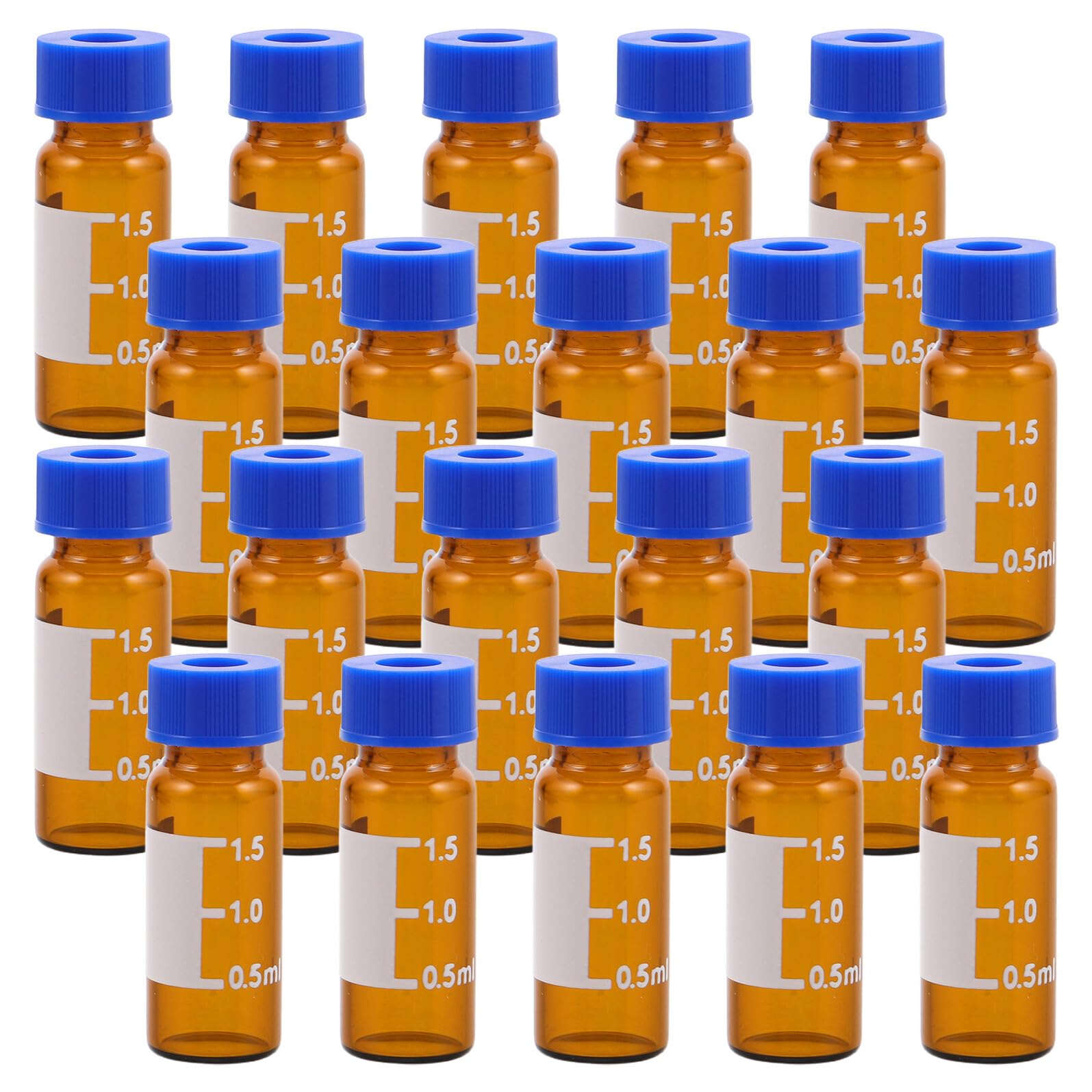 Frascos de Muestreo para Cromatografía 1,5 Ml y 2 Ml, 100 Unidades, Vidrio Ámbar Tapa Precortada y Escala, Resistentes a Altas Temperaturas, para Laboratorio y