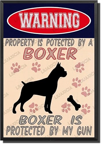 Miniatura 12 de Letrero de hojalata retro con texto en inglés "Warning Property Is Potected By A American Bulldog Is Protected By My Gun", decoración de pared para