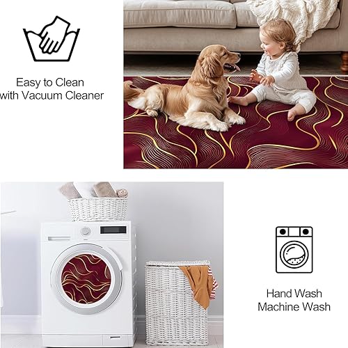 Miniatura 6 de Alfombra moderna de 8 x 10 pies para sala de estar, interior, lavable a máquina, abstracta para dormitorio, ultra suave, comedor, alfombra grande