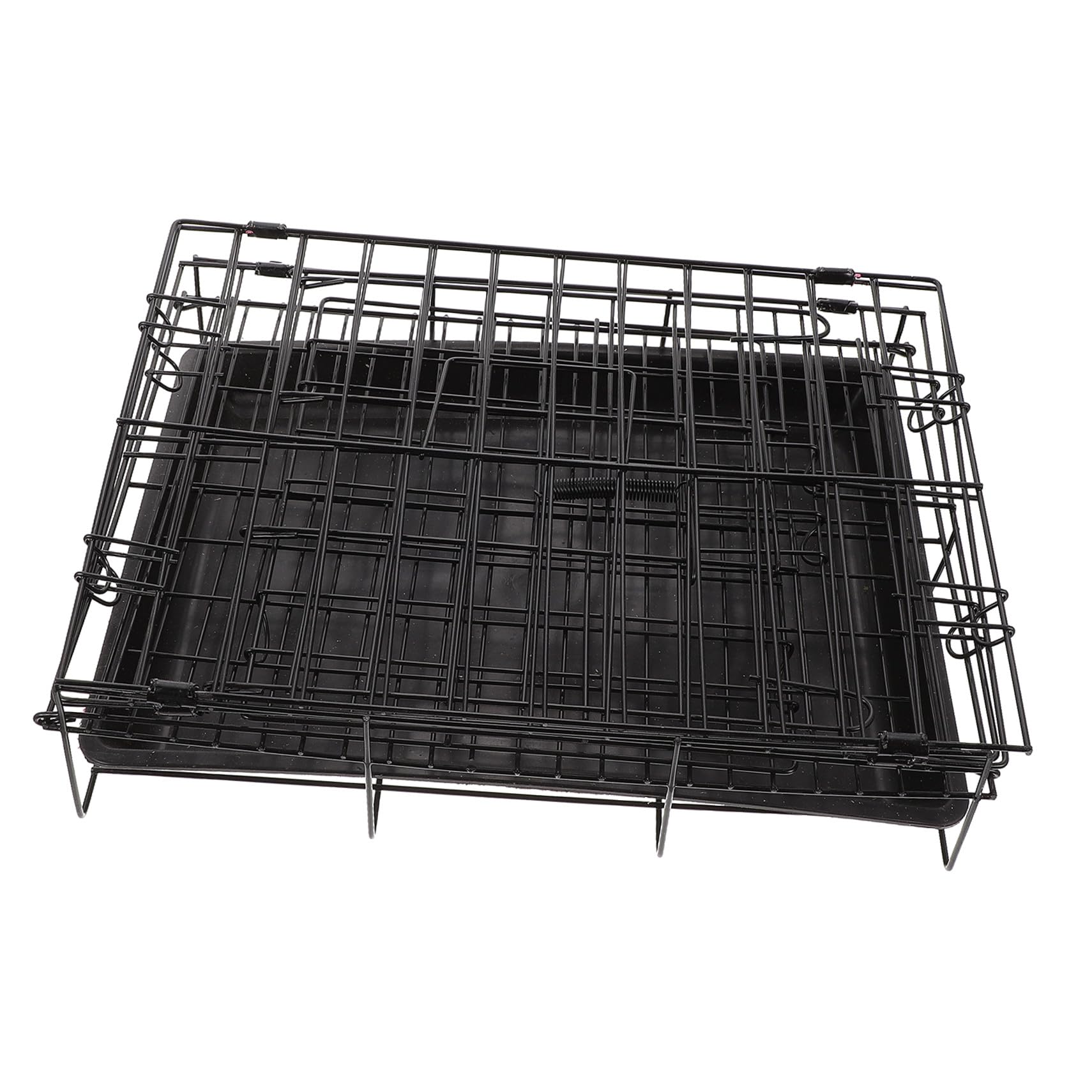Cage métallique pliable noire idéale pour les départs en vacances avec votre petit chien