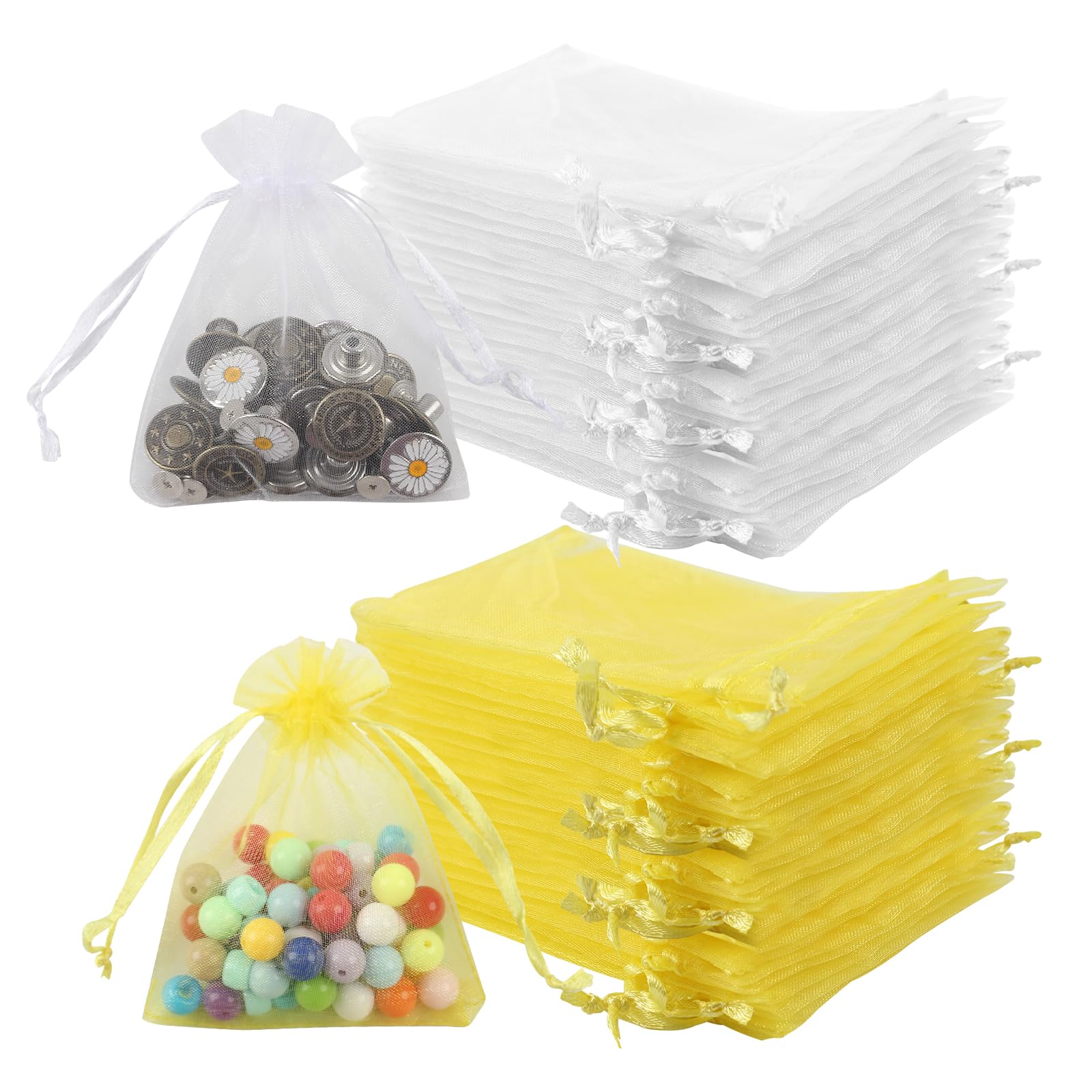 100 Sacchetti Regalo In Organza - 8x10 Cm Per Bomboniere E Matrimoni