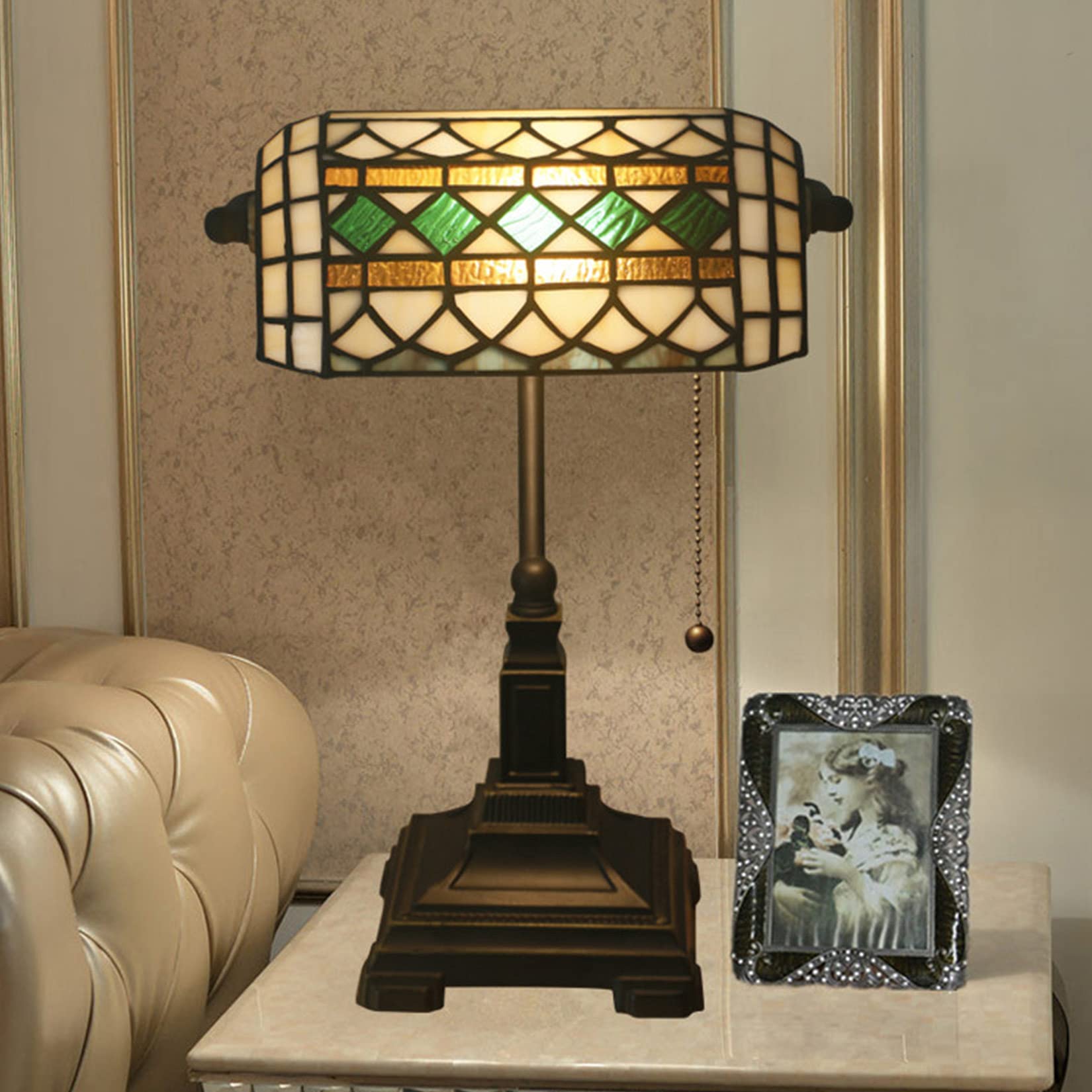 Lampy podłogowe/stołowe lampa bankierów vintage witrażowy stół śródziemnomorskie lampki nocne do czytania sypialnia kawiarnia bar (śródziemnomorski A)
