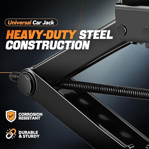 Miniatura 5 de Auto Dynasty Gato de tijera para automóvil, 2 toneladas (4409 libras), rango de elevación de 17.4 pulgadas (máx.) a 3.85 pulgadas (min), kit de