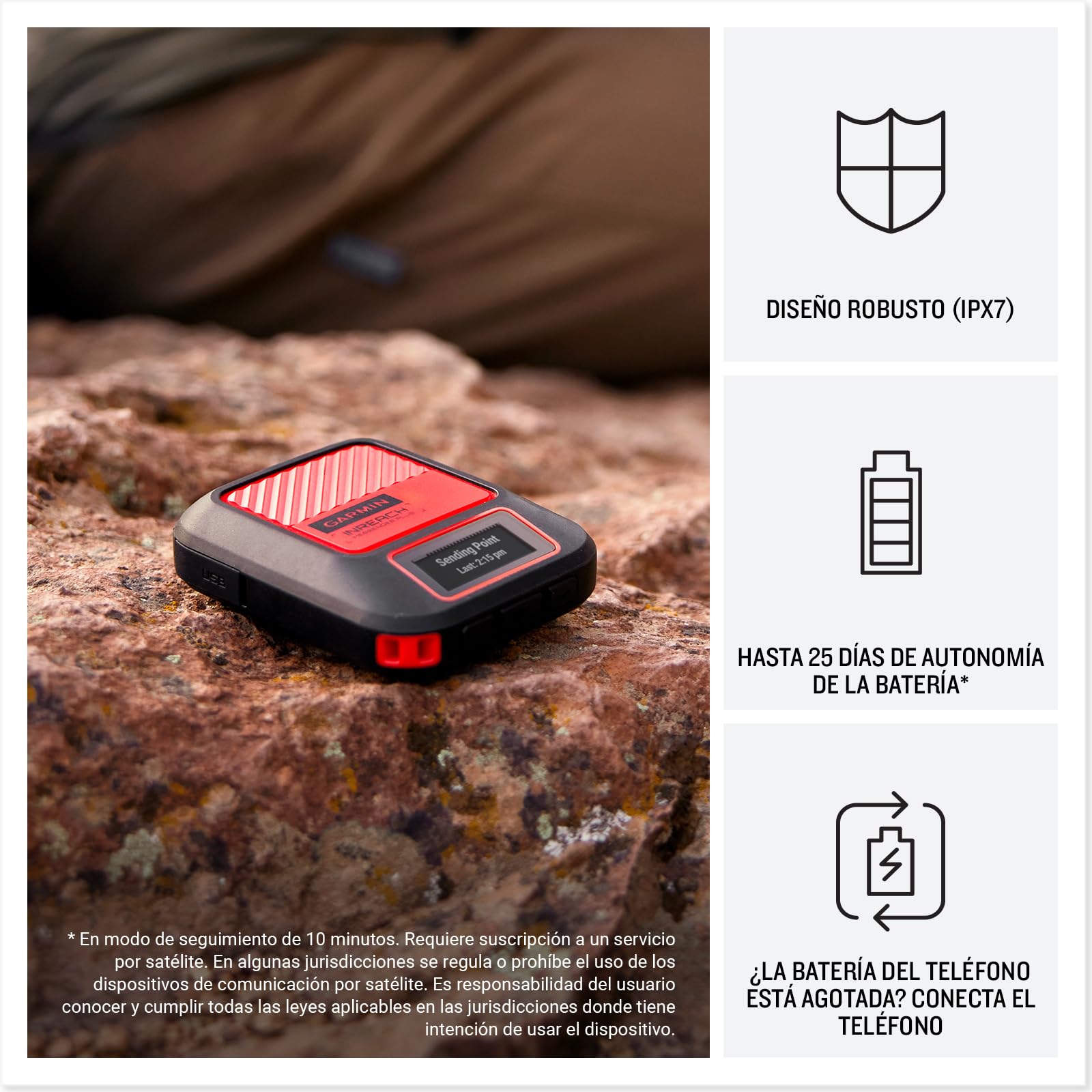 Garmin inReach Messenger Plus, GPS portátil Compacto con mensajería Multimedia bidireccional, Disparador SOS dedicado, mapas mejorados, navegación y Datos de ubicación precisos por satélite