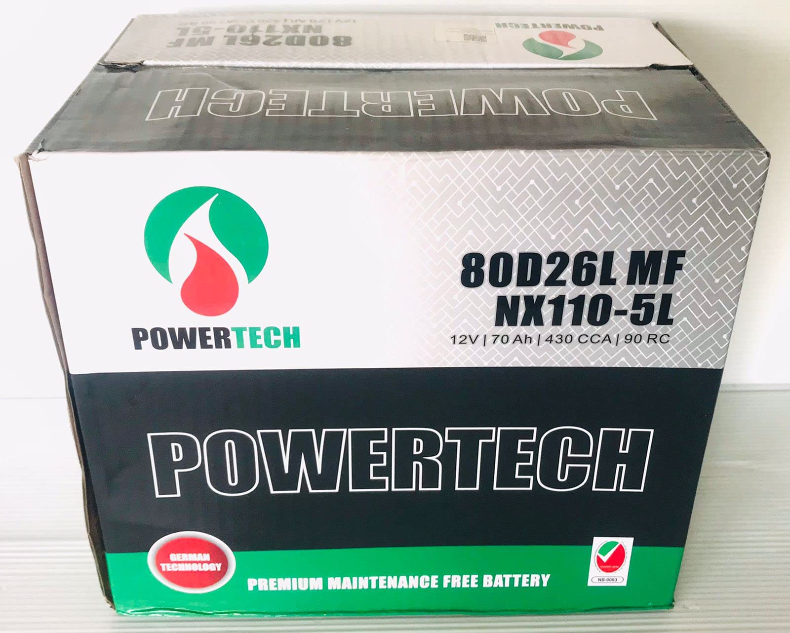 POWERTECH CAR BATTERY 80D26LMF 12V 70AH