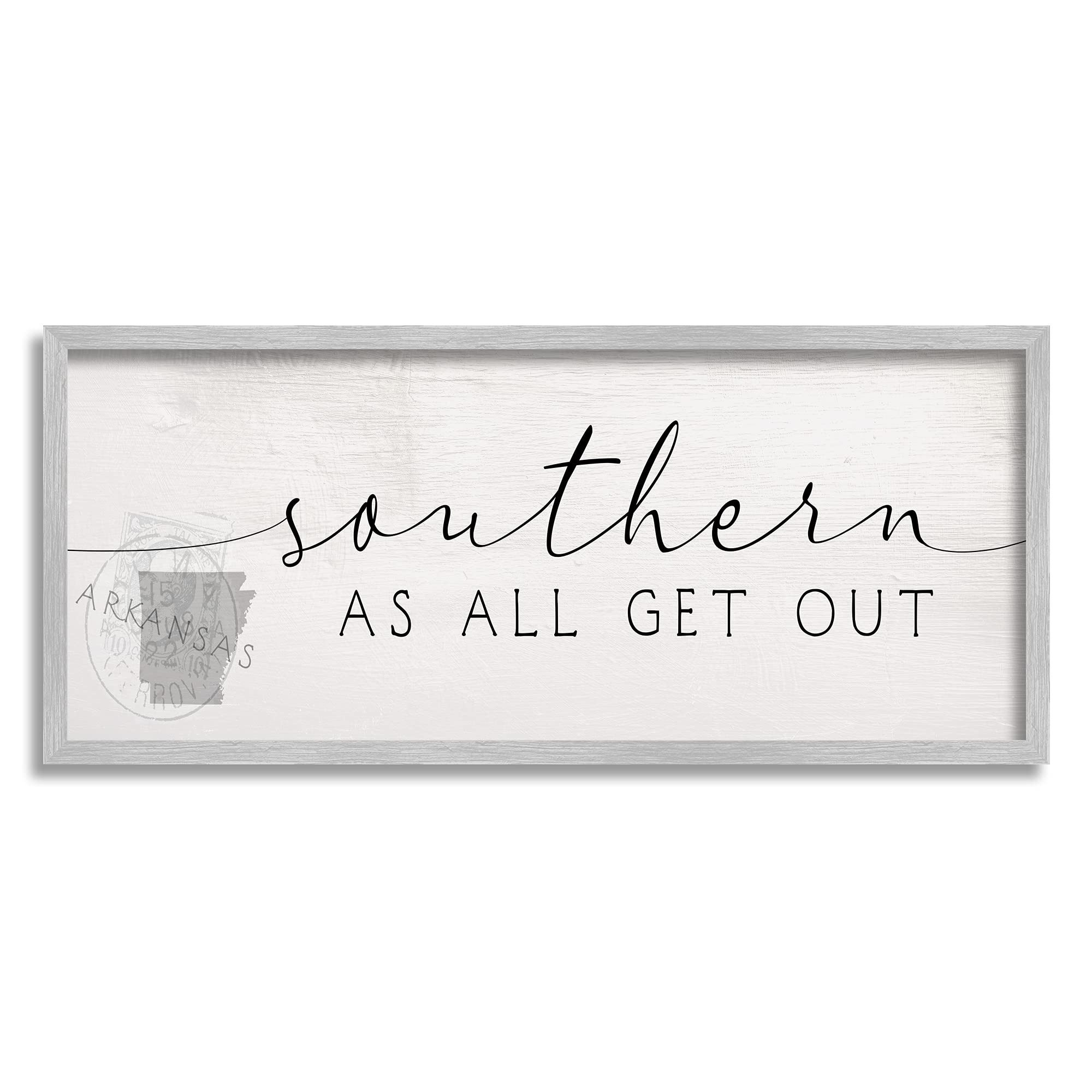 Stupell Industries Southern As All Get Out Sentiment Arkansas State, Designed by Daphne Polselli Gray Framed Wall Art, 13 x 30, Black
