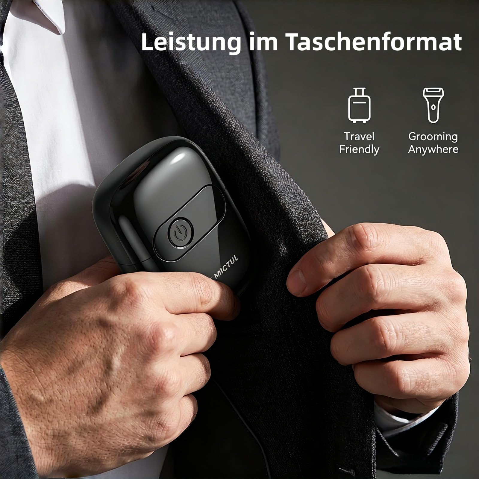 Elektrischer Rasierer Herren, Folienrasierer und Barttrimmer，Für Trocken- und Nassrasur, Akku, LED-Anzeige, USB-C-Schnellladung, IPX7 wasserdicht, tragbarer Reiserasierer