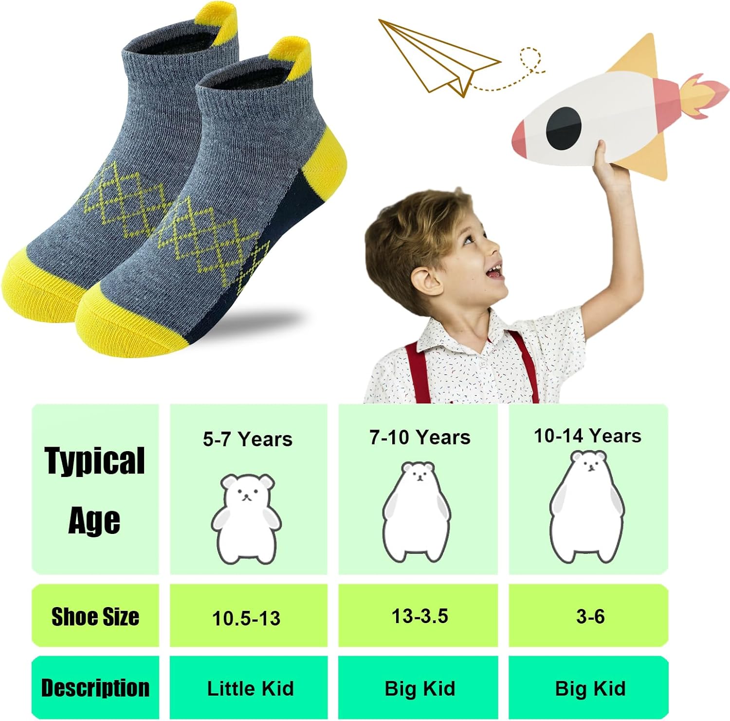 JAMEGIO Boy Socks 12 Pairs Ankle Athletic Sock for Kids Low Cut Sports Casual Sock - Image 5