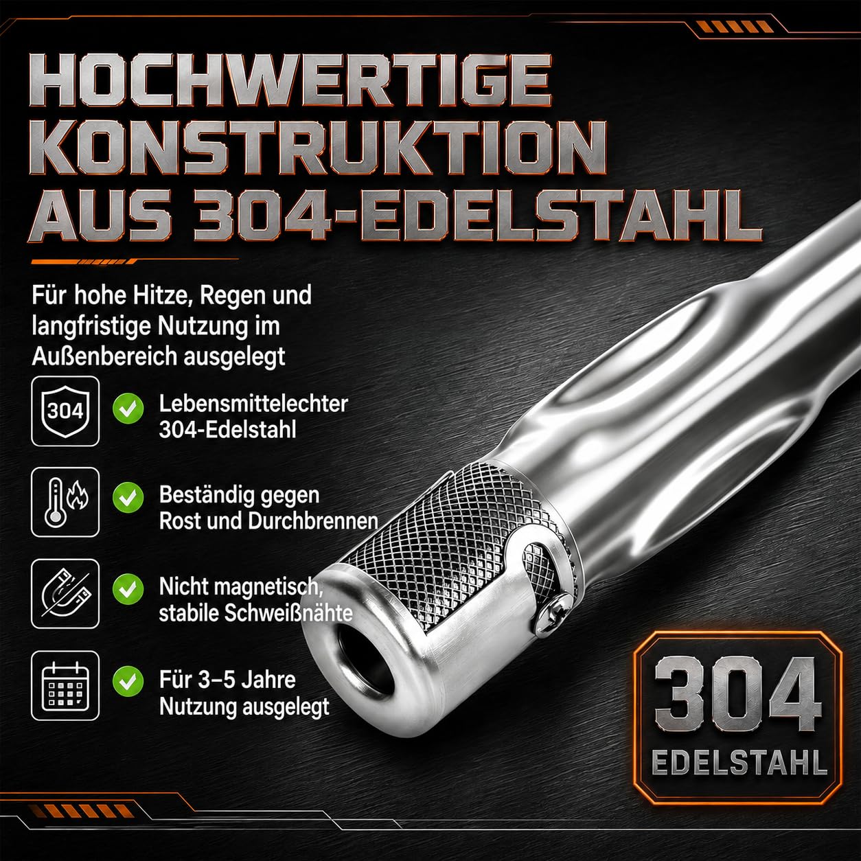 Uniflasy 69787 Edelstahl Brenner 45,3cm für Weber Spirit I & II 310 320 Serie, Spirit LX 310 Serie (mit vorderen Brennerknöpfen), Spirit E310 E320 S310 S320 (2013 und Neuer), Gasgrill Brenner Set