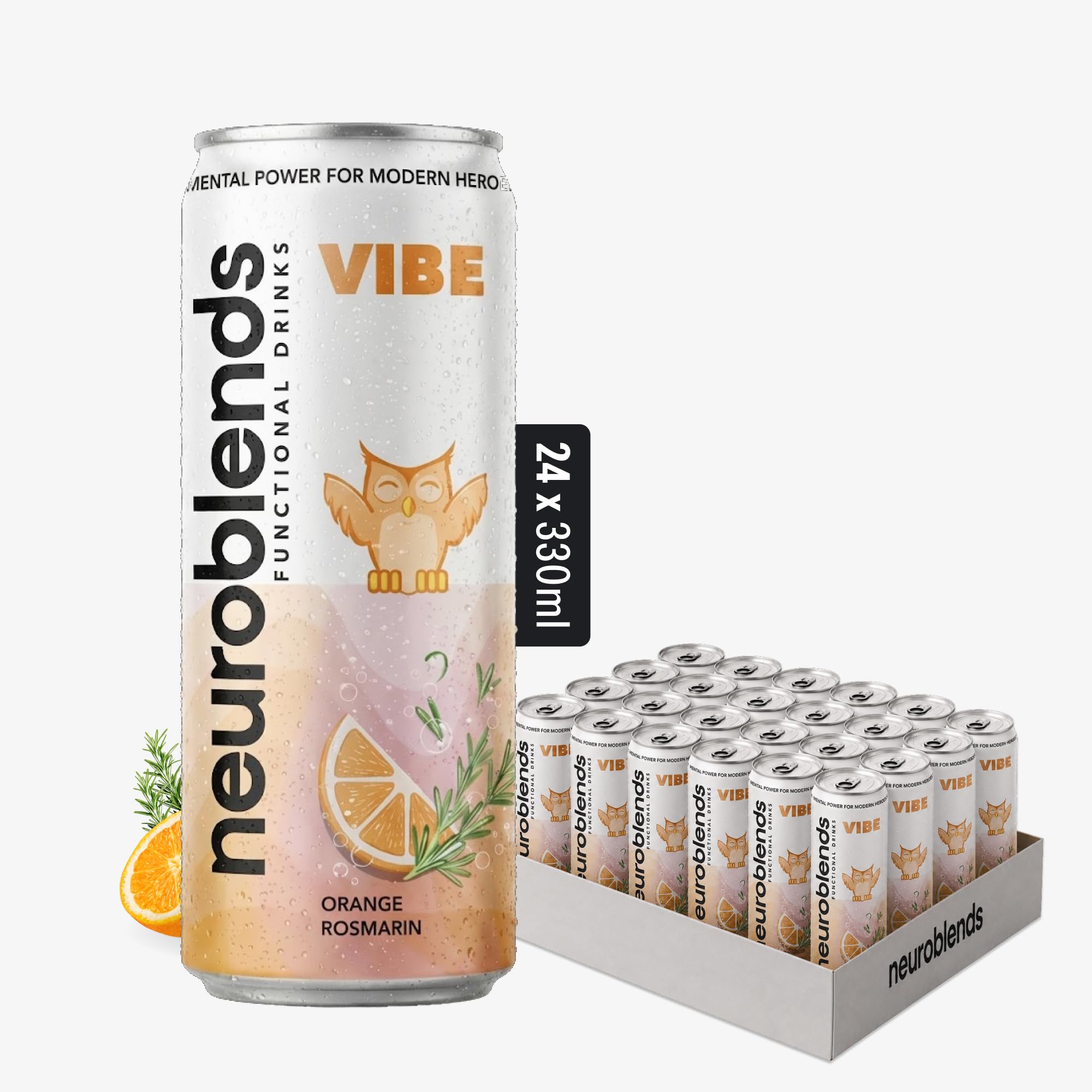 Neuroblends VIBE | Alkoholfreier Aperitif | Zero Zucker | 24x330ml | 0% Alkohol & 0 Kalorien | Party Drink ohne Kater | Alkoholfreier Cocktail in Dosen